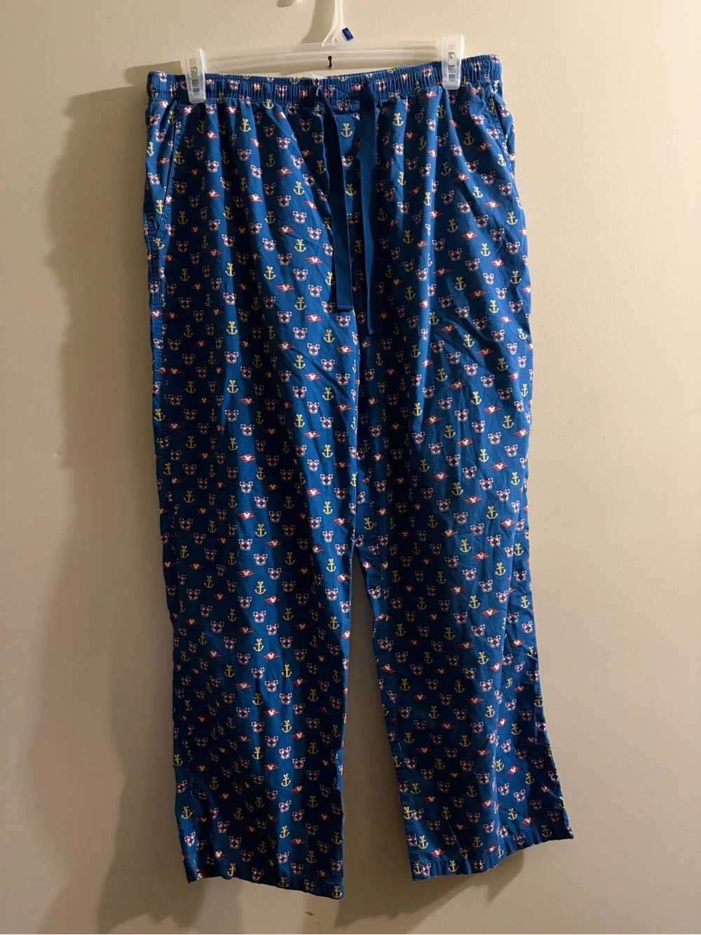 Disney Cruise Line Pajama Pants Blue Mickey Mouse Anchor Nautical Lounge Size L